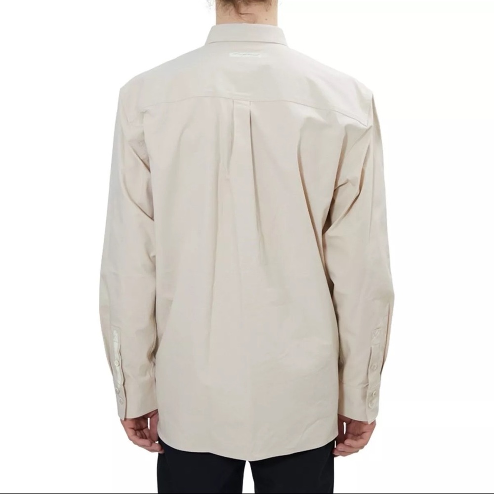 ADER Error Beige Allac Distressed Button Down Shirt Unique Paint Detail A1/S - Picture 5 of 13